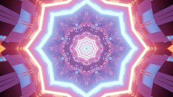 glänzendes geometrisches Muster im Tunnel in der 3D-Illustration foto
