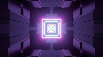 futuristischer Tunnel mit lila Neonbeleuchtung 3d Illustration