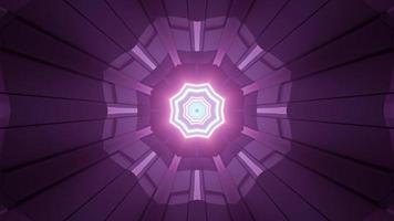 glänzendes lila geometrisches Muster mit Neonlinien 3d Illustration