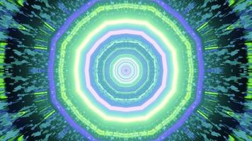 3D-Illustration des mehrfarbigen Neonlichts, das im Labyrinth glüht