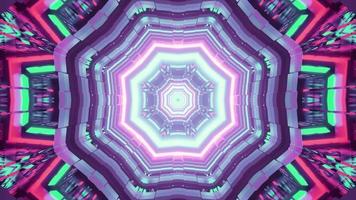 bunte Neontunnel 3d Illustration mit geometrischem Ornament foto