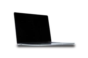 Laptop mit schwarzem leerem Bildschirm lokalisiert auf weißem Hintergrund