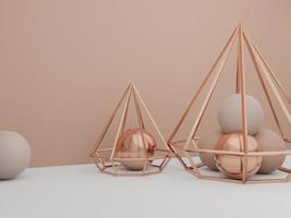 3d Rendern minimal geometrisch Requisiten Produkt Anzeige Hintergrund zum Schönheit oder modisch Produkte. Rosa, Weiß und Gold. foto