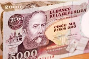 alt kolumbianisch Pesos ein Geschäft Hintergrund foto