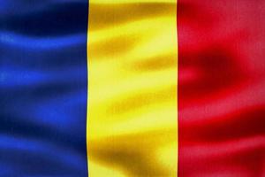 3D-Darstellung einer rumänischen Flagge - realistische wehende Stoffflagge foto