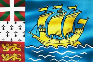 3d-illustration einer flagge von saint pierre und miquelon - realistische wehende stoffflagge foto