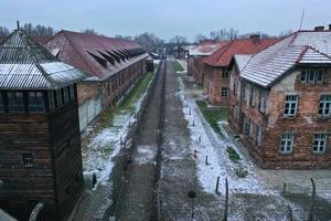 Antenne Aussicht von auschwitz Birkenau, ein Konzentration Lager im Polen foto