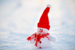 glücklich Schneemann Stehen im Winter Weihnachten Landschaft.Schnee Hintergrund foto