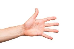 männlich Hand auf Weiß Hintergrund foto