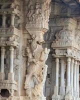 schön geschnitzt Säulen im das Vijaya Vithala Tempel im Hampi foto