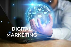 Digital Marketing Technologie Konzept. Internet. online. Suche Motor Optimierung. seo. klein. Video Werbung. foto