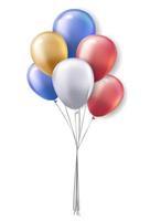 3d luftballons hintergrund mit konfetti und bändern. feier, produktpräsentation zeigen kosmetisches produkt podium foto