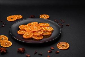 getrocknet runden gestalten Scheiben von hell Orange Farbe Mandarine foto