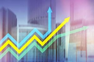 Finanzwachstum Pfeile Diagramm. Anlage- und Handelskonzept. foto