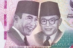 sukarno und hatta ein Porträts von indonesisch Geld foto