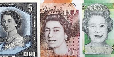 Königin Elisabeth ii auf Banknoten von anders Länder foto