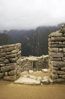 Detail der Machu Picchu Inca Zitadelle in Peru foto