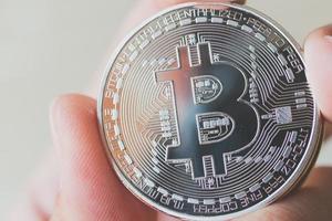 Bitcoin-Münzen, digitales Währungskonzept foto
