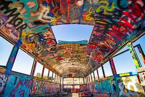 bunt Graffiti auf Schule Bus im palouse Washington foto