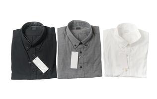 Weiss, grau und schwarz Hemd mit leer Preis foto