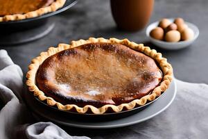 Apfel Kuchen im ein Tabelle ästhetisch Studio schießen zum kommerziell Marketing und Förderung. foto