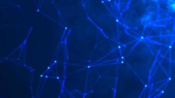 Blau futuristisch abstrakt molekular Punkt geometrisch Struktur Raum Hintergrund Animation, Dreieck geformt Technologie Partikel Analyse thematisch Illustration Hintergrund foto