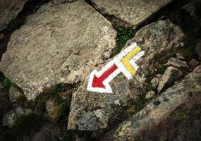 Wanderzeichen auf Felsen foto