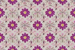abstrakt lila Blume und Blätter nahtlos Muster Hintergrund. Blume und Blatt Clip Illustration Textur. foto