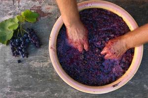 Konzept der Herstellung von hausgemachtem Rotwein. foto