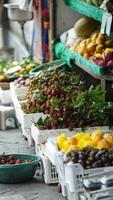 das Früchte Stall Aussicht im das Stadt im Sommer- foto