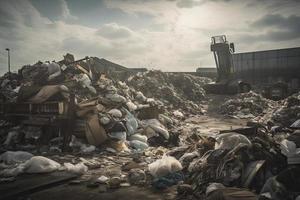 Abfall Plastik Flaschen und andere Typen von Plastik Abfall beim das Thilafushi Abfall Verfügung Seite? ˅ foto