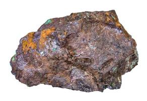 Cuprit und Malachit im Limonit Mineral isoliert foto