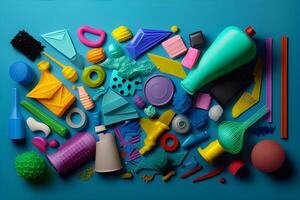 Plastik Spielzeuge zum Recycling. generativ ai. foto