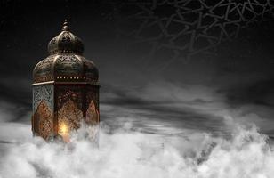 ein dunkel Nacht mit ein Lampe im das Wolken .Sozial Medien Beiträge .Muslim heilig Monat Ramadan kareem .ramadan Mubarak schön Gruß Karte foto