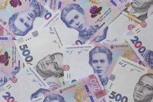 schließen oben von ukrainisch hrivna Banknoten foto