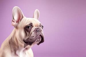 ai generiert Französisch Bulldogge auf Rosa Hintergrund foto