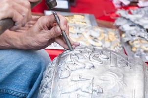 Silber Carving Kunst Silber Kloster Wua-Lai Chiangmai Nord Thailand Öffentlichkeit Bereich , Show zum alle Menschen foto