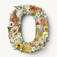 Brief Ö gemacht von Blumen und Blätter. Blume Schriftart Konzept, erstellt mit generativ ai foto