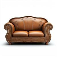 gemütlich braun Sofa auf Weiß foto