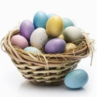 feiern Ostern, Nest von mehrfarbig Eier, erstellt mit generativ ai foto