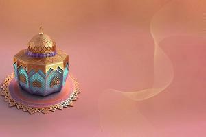 Ramadan kareem 3d Moschee und Lampe Bild zum Sozial Medien Banner Design foto