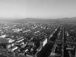 Luftaufnahme von Turin in Schwarz und Weiß foto
