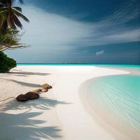 Malediven Weiß Sand Strand und Blau transparent Ozean - - ai generiert Bild foto