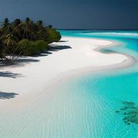 Malediven Weiß Sand Strand und Blau transparent Ozean - - ai generiert Bild foto