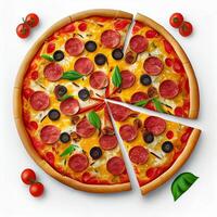 frisch gebacken heiß Vegetarier vegan Pizza - - ai generiert Bild foto