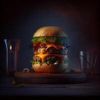 groß saftig Neo Hamburger - - ai generiert Bild foto