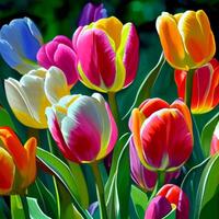 Tulpe, schön mehrfarbig Tulpe Strauß, bunt Tulpen, Frühling blühen - - ai generiert Bild foto