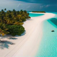 Malediven Weiß Sand Strand und Blau transparent Ozean - - ai generiert Bild foto