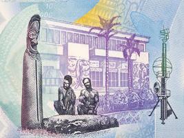 Gebäude und Telekommunikation Thema von Vanuatu Geld foto