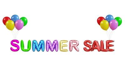 Sommer- Verkauf 3d Text. Ballon Text. 3d Rendern foto